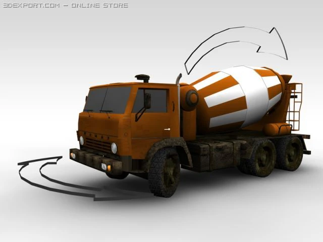 concrete truck kamaz 3D Model .c4d .max .obj .3ds .fbx .stl .blend