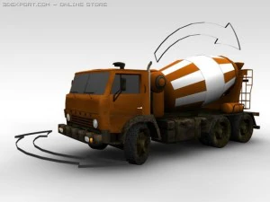 ciężar&oacute;wka do betonu kamaz Model 3D