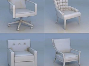 4 krzesła Model 3D