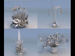 4 flowers Modello 3D