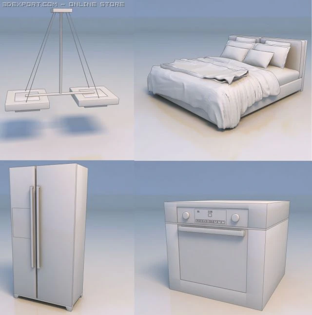 Bett-Licht-K&uuml;hlschrank 3D Modell .c4d .max .obj .3ds .fbx .stl .blend 