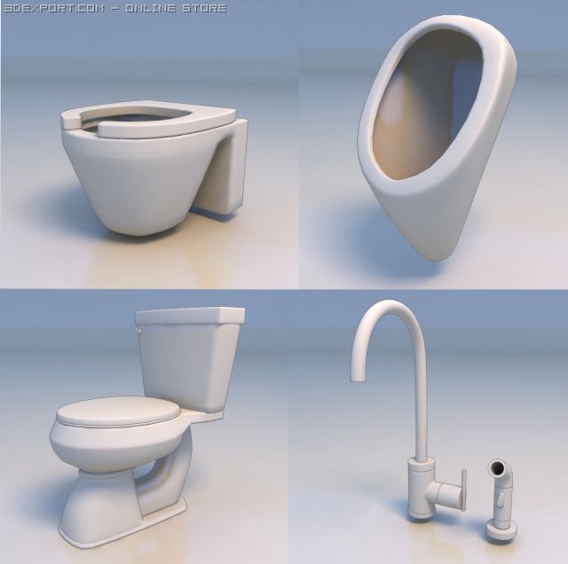 bathroom toilet faucet models 3D Модель .c4d .max .obj .3ds .fbx .stl .blend 
