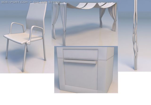 chairs tent desk 3D Модель .c4d .max .obj .3ds .fbx .stl .blend 