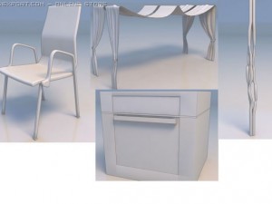 chairs tent desk 3D-Modell