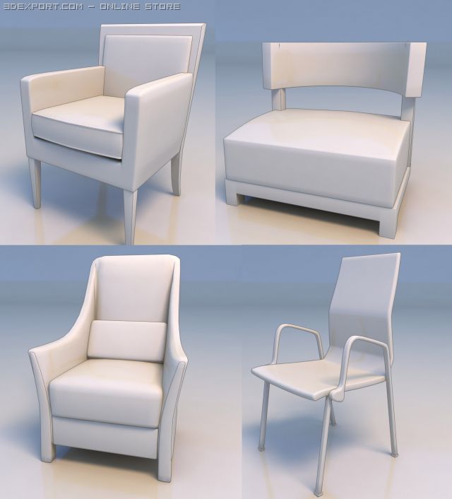 chairs  desks 3D Model .c4d .max .obj .3ds .fbx .stl .blend 