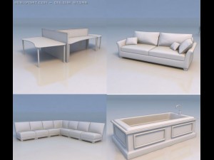 sofa officedesk tub 3D Model