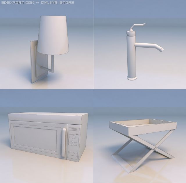 light faucet microwave oven 3D Model .c4d .max .obj .3ds .fbx .stl .blend 