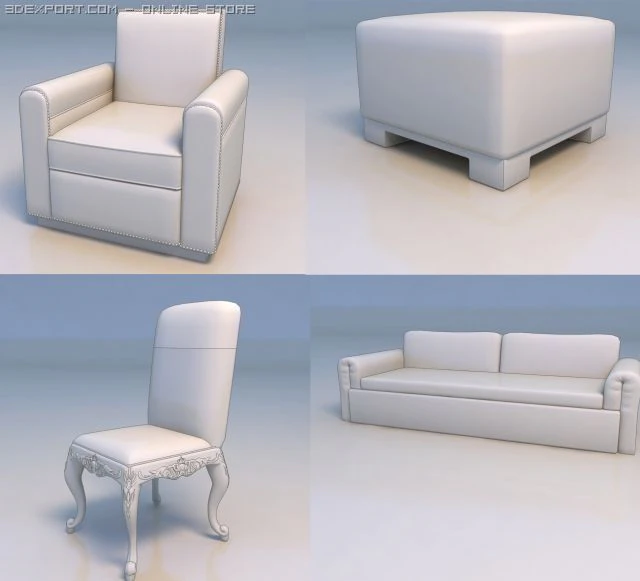 chairs sofa 3D Model .c4d .max .obj .3ds .fbx .stl .blend 