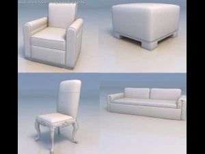 cadeiras sof&aacute; Modelo 3D