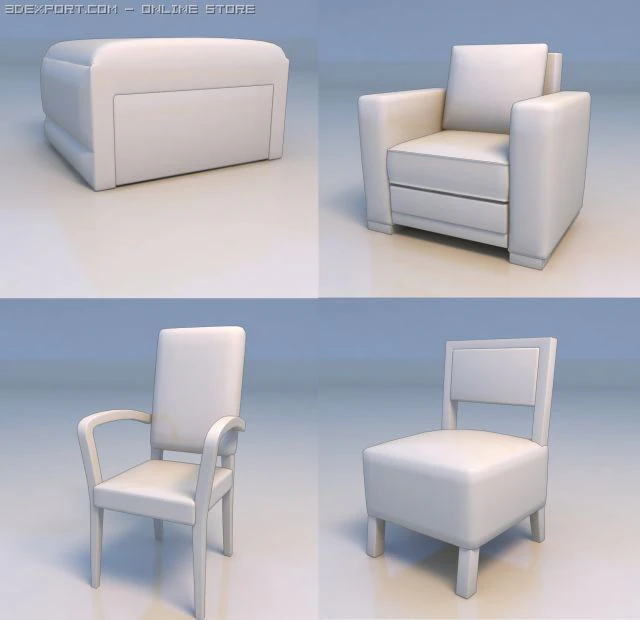 chairs desk sofa 3D Model .c4d .max .obj .3ds .fbx .stl .blend 