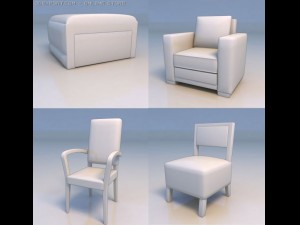chairs desk sofa Modelo 3D
