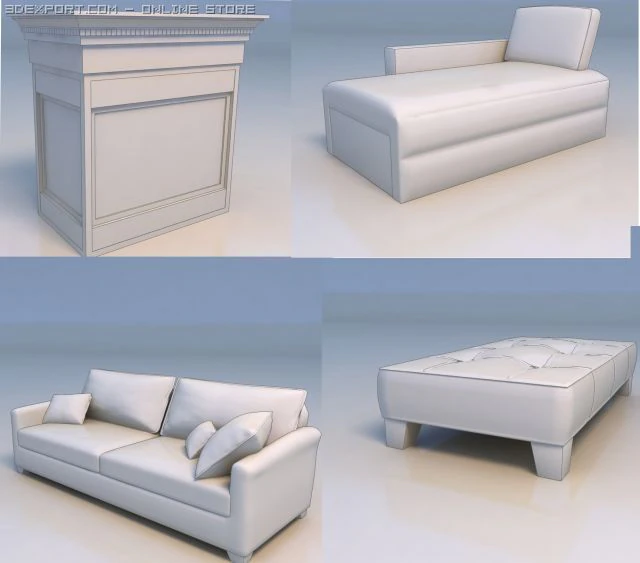 sofa pedestal massage bed 3D Model .c4d .max .obj .3ds .fbx .stl .blend 