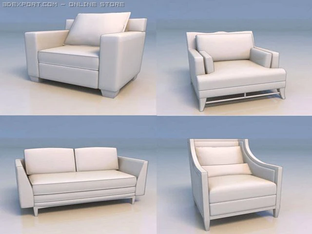 sofa chair couch desk 3D Model .c4d .max .obj .3ds .fbx .stl .blend 