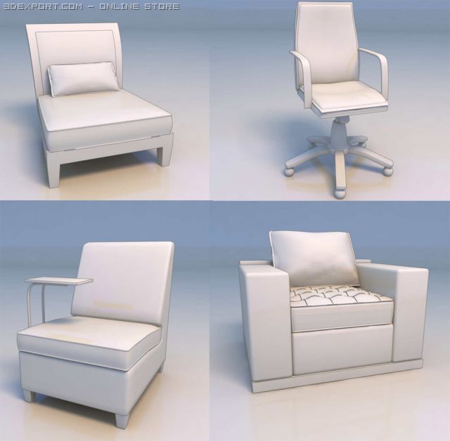 chair sofa desk couch 3 3Dモデル .c4d .max .obj .3ds .fbx .stl .blend 