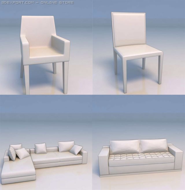 sofa chair desk 3D Model .c4d .max .obj .3ds .fbx .stl .blend 