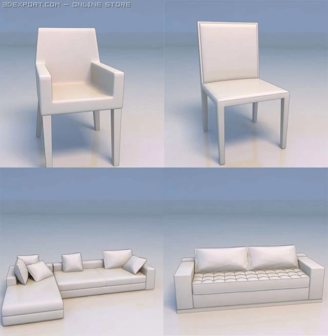 sofa chair desk 3D Model .c4d .max .obj .3ds .fbx .stl .blend