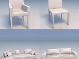 sofa chair desk Model 3D