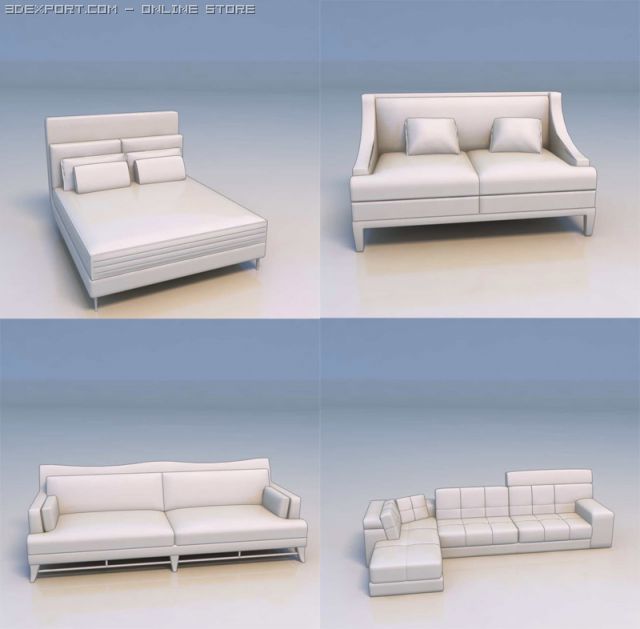 bed sofa Modèle 3D .c4d .max .obj .3ds .fbx .stl .blend 