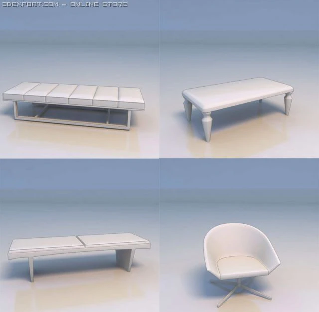 couch chair desk 3D Model .c4d .max .obj .3ds .fbx .stl .blend