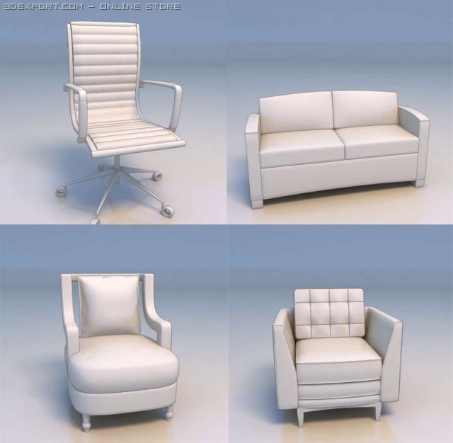 chair couch sofa 3D 모델 .c4d .max .obj .3ds .fbx .stl .blend 