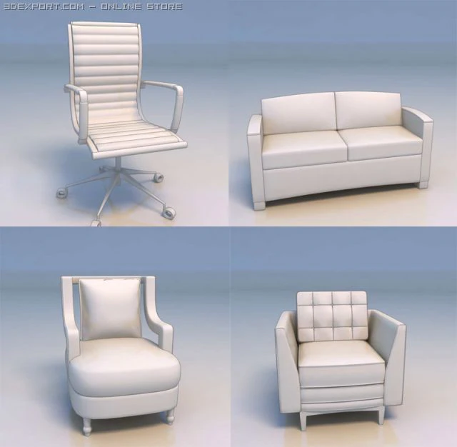 chair couch sofa 3D Model .c4d .max .obj .3ds .fbx .stl .blend