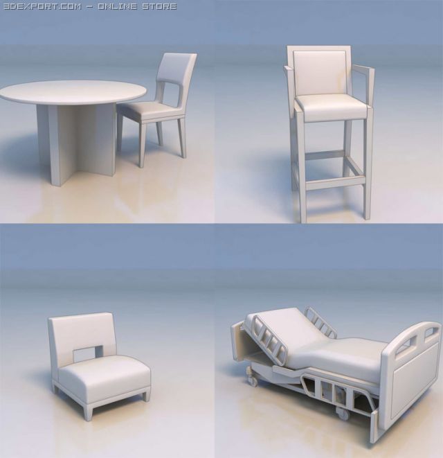 chair desk massage bed 3D 모델 .c4d .max .obj .3ds .fbx .stl .blend 