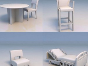 chair desk massage bed 3D Model