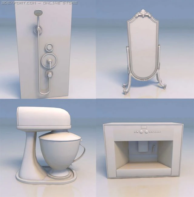 mirror mixer shower 3D Model .c4d .max .obj .3ds .fbx .stl .blend 
