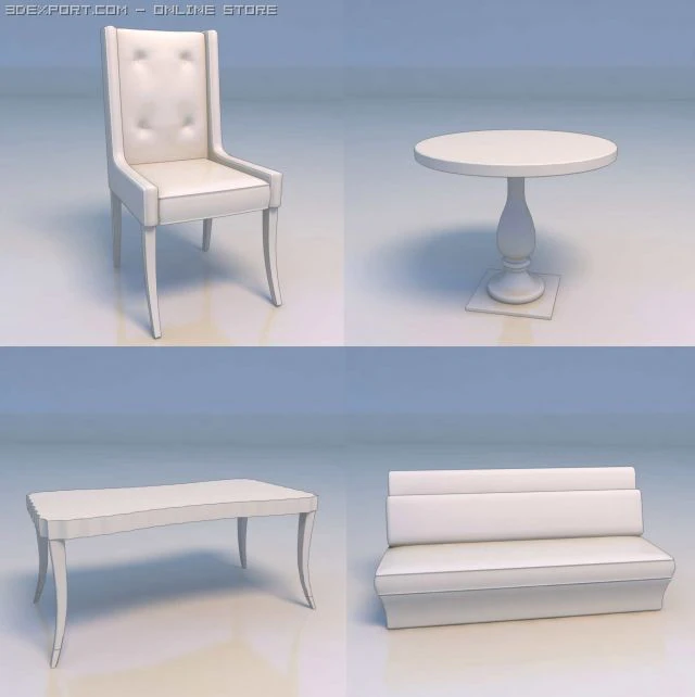 sofa couch desk 3D Model .c4d .max .obj .3ds .fbx .stl .blend 