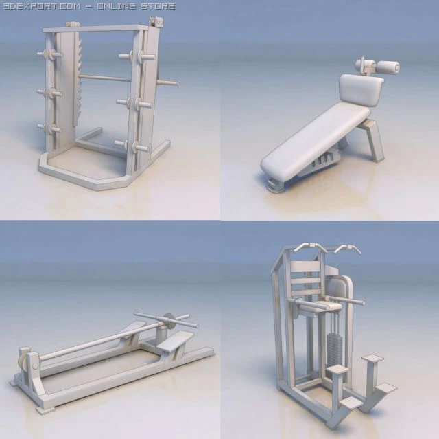 gym fitness equipment 3D Model .c4d .max .obj .3ds .fbx .stl .blend