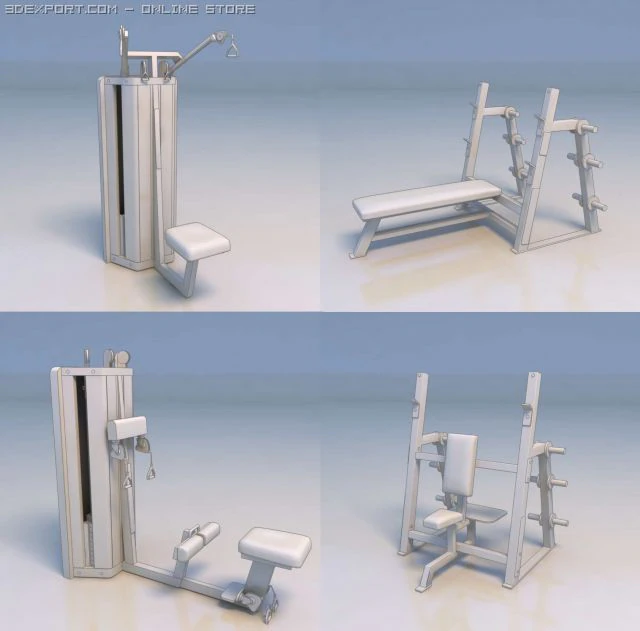 fitness equipment gym 3D Model .c4d .max .obj .3ds .fbx .stl .blend 