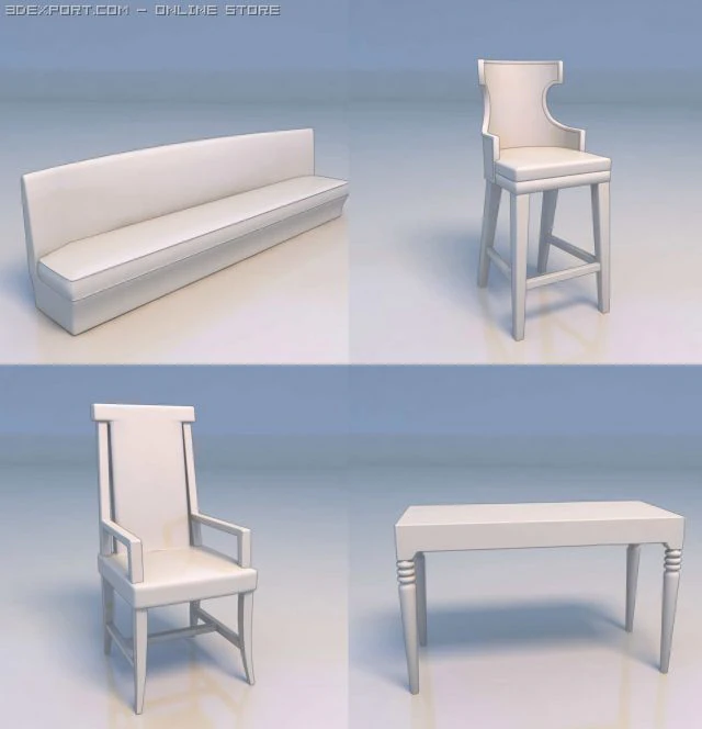 sofa couch desk 3D Model .c4d .max .obj .3ds .fbx .stl .blend 