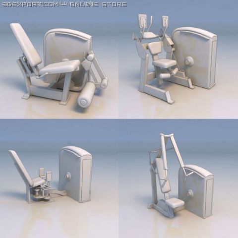 gym fitness equipment 3D 모델 .c4d .max .obj .3ds .fbx .stl .blend 