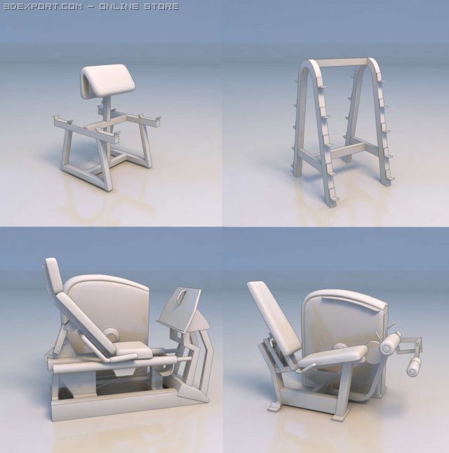 gym fitness equipment 3D Модель .c4d .max .obj .3ds .fbx .stl .blend 