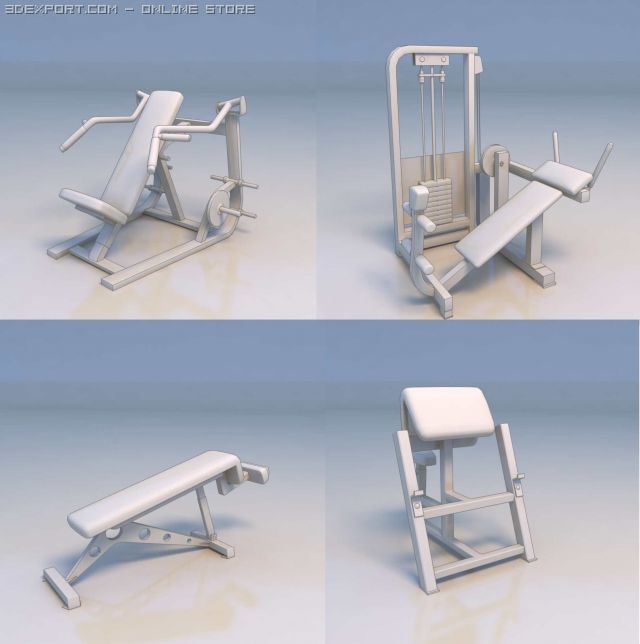 gym fitness equipment 3D 모델 .c4d .max .obj .3ds .fbx .stl .blend 