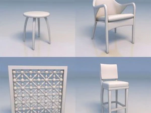 sofa kursi jendela meja Model 3D