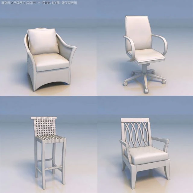 sofa chair desk 3D Model .c4d .max .obj .3ds .fbx .stl .blend