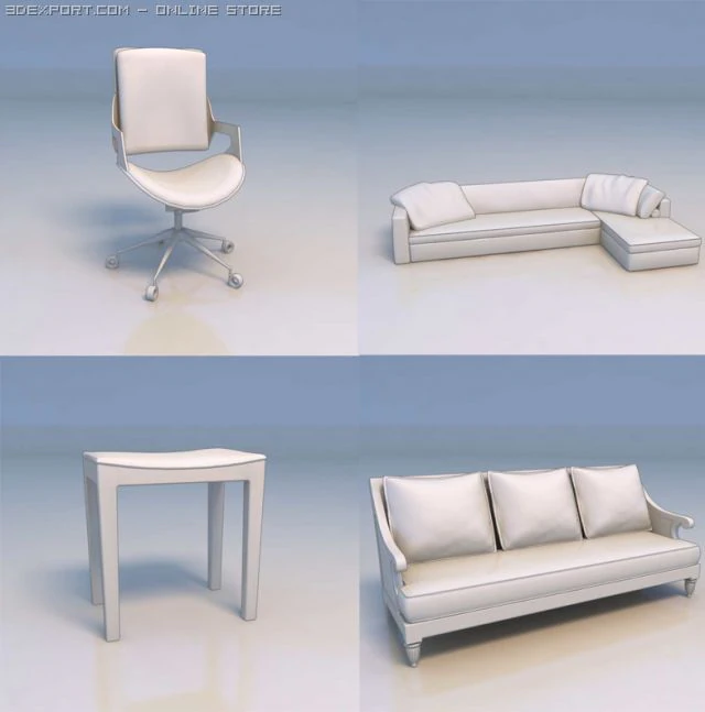 cadeira sof&aacute; sof&aacute; mesa Modelo 3D .c4d .max .obj .3ds .fbx .stl .blend 
