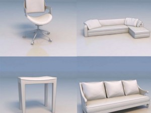 chair sofa couch desk 3D Модель
