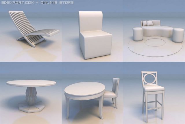 chair sofa couch desk Model 3D .c4d .max .obj .3ds .fbx .stl .blend