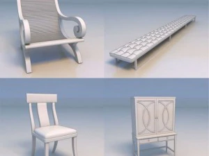 Stuhl, Sofa, Couch, Schrank 3D Modell