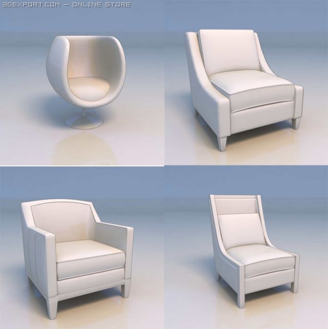 sofa couch chair desk 3D Model .c4d .max .obj .3ds .fbx .stl .blend 