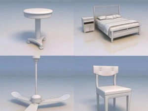 вентилятор стол кровать стул 3D Модель