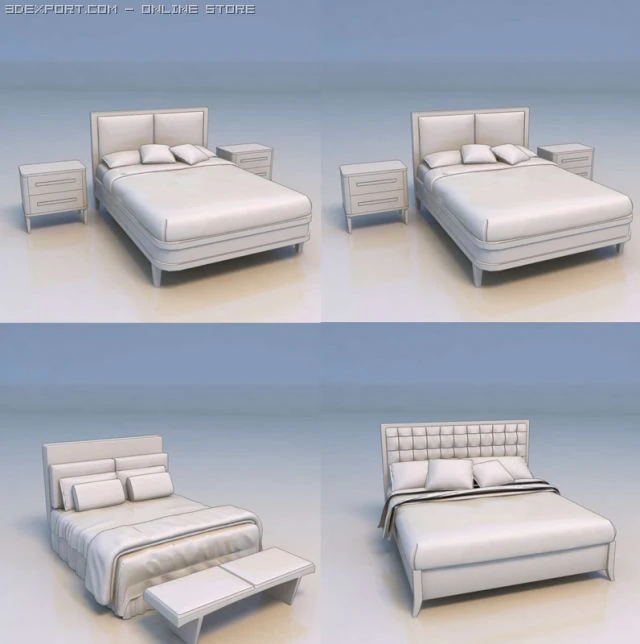 beds 3D Model .c4d .max .obj .3ds .fbx .stl .blend 