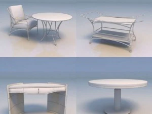 书桌 椅子 沙发 3D 模型