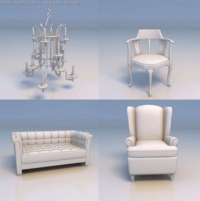 light chair sofa couch Modelo 3D .c4d .max .obj .3ds .fbx .stl .blend 