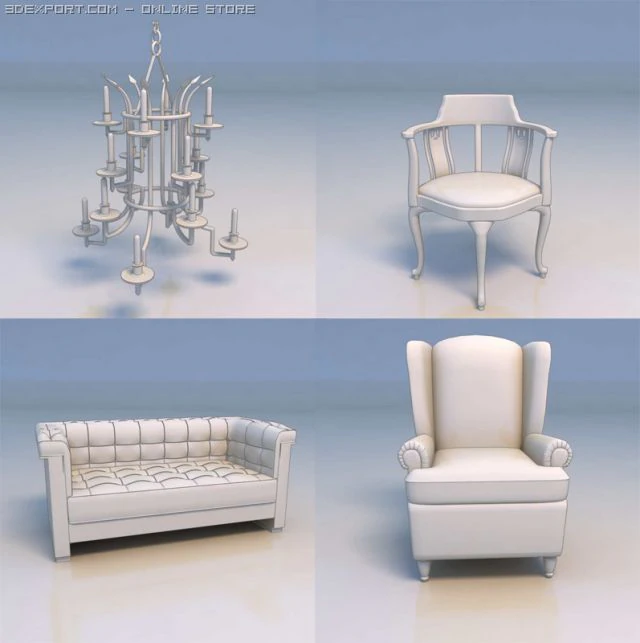 light chair sofa couch 3D Model .c4d .max .obj .3ds .fbx .stl .blend 