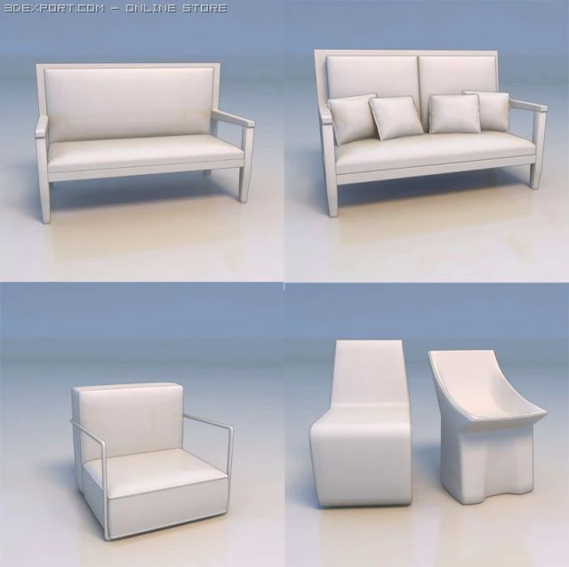bed chair couch desk 3D Model .c4d .max .obj .3ds .fbx .stl .blend 