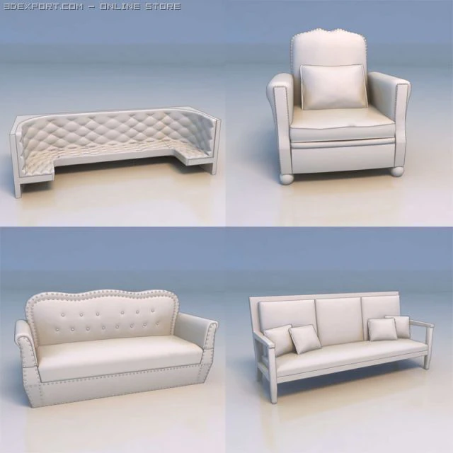 sofa chair desk 3D Model .c4d .max .obj .3ds .fbx .stl .blend 