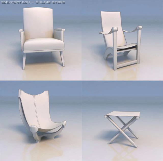 chair sofa desk 3D Model .c4d .max .obj .3ds .fbx .stl .blend